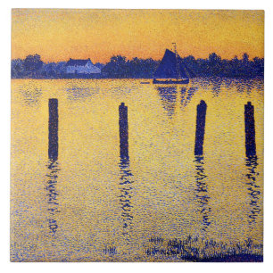 Sailboats on the River Scheldt (Belgium) Tile
