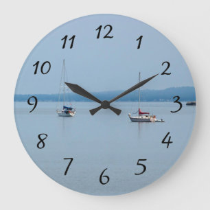 Sailboats on the river square wall clock