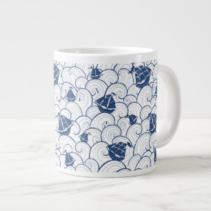 Sailboats On The Sea Pattern Large Coffee Mug