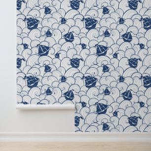 Sailboats On The Sea Pattern Wallpaper