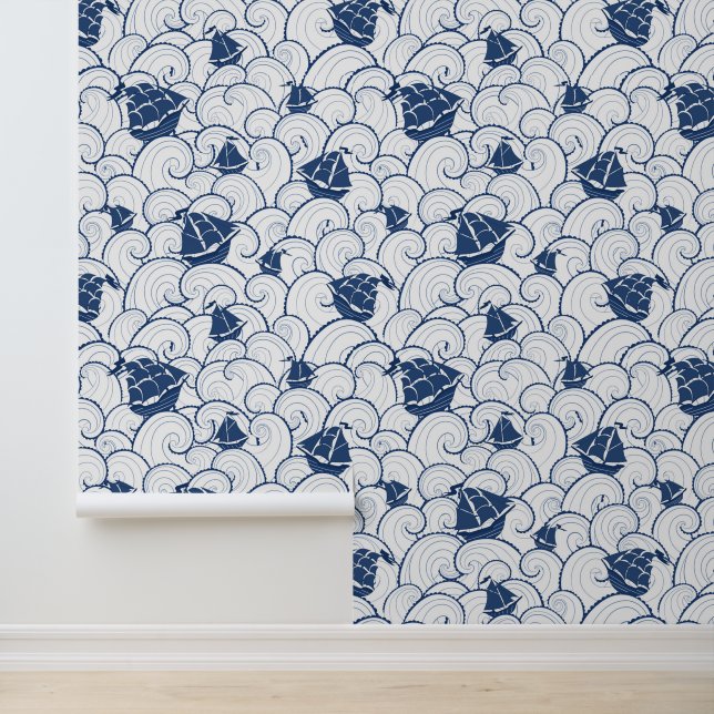 Sailboats On The Sea Pattern Wallpaper (Application)