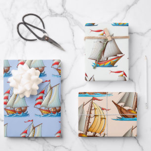Sailboats On The Sea Wrapping Paper Sheet