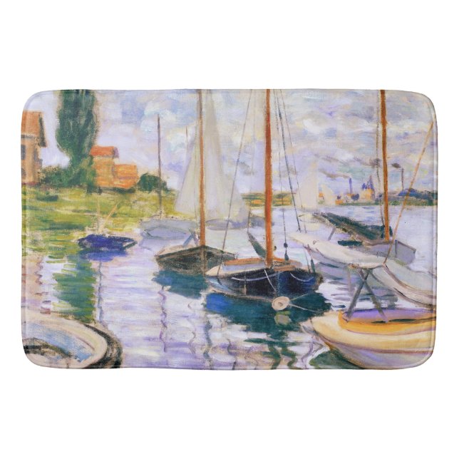 Sailboats on the Seine at Petit  Claude Monet      Bath Mat (Front)