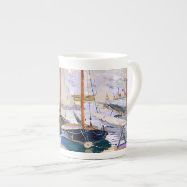 Sailboats on the Seine at Petit  Claude Monet      Bone China Mug (Front Right)