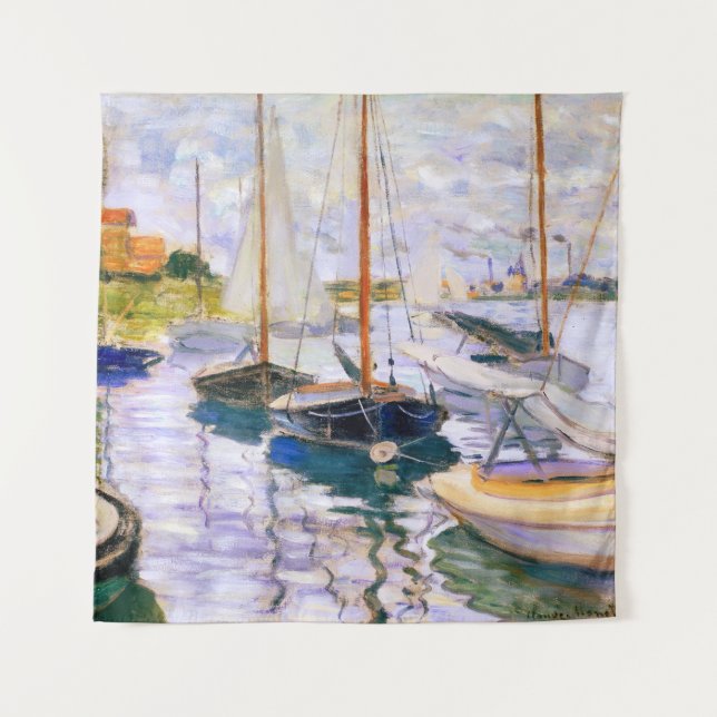 Sailboats on the Seine at Petit  Claude Monet    Tapestry (Front)