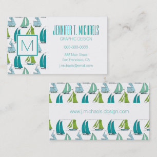 Sailboats On The Water Pattern Business Card