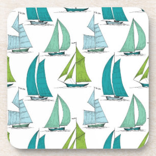 Sailboats On The Water Pattern Coaster