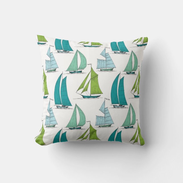 Sailboats On The Water Pattern Cushion (Front)
