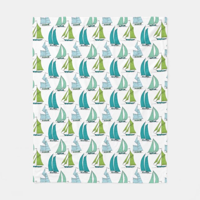 Sailboats On The Water Pattern Fleece Blanket (Front)