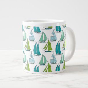 Sailboats On The Water Pattern Large Coffee Mug