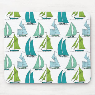 Sailboats On The Water Pattern Mouse Mat