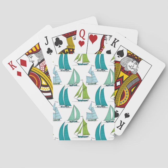 Sailboats On The Water Pattern Playing Cards (Back)