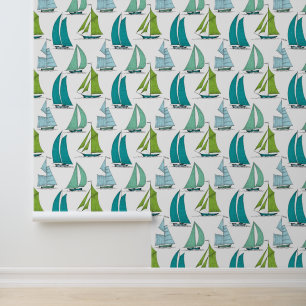 Sailboats On The Water Pattern Wallpaper