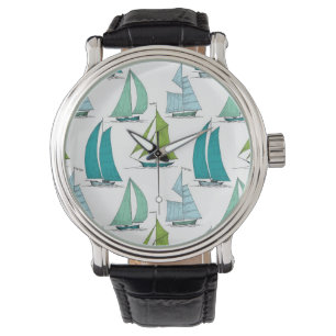 Sailboats On The Water Pattern Watch