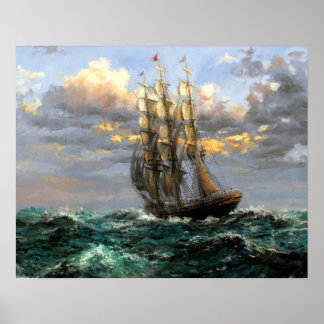 sailboats painting 48 poster