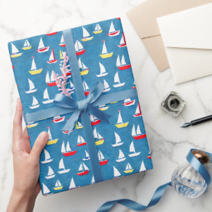 Sailboats Pattern Preppy Wrapping Paper