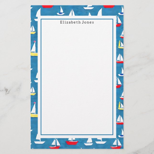 Sailboats Pattern Stationery (Front)