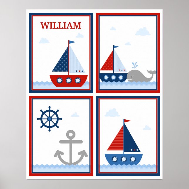 Sailboats Poster for Boy's Room (Front)