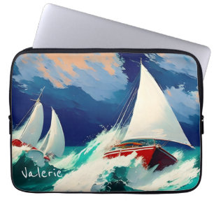 Sailboats Racing in Heavy Seas Laptop Sleeve
