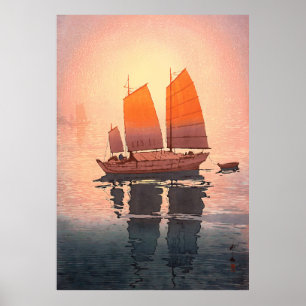 Sailboats, Sailing Boats, Morning, Yoshida Hiroshi Poster