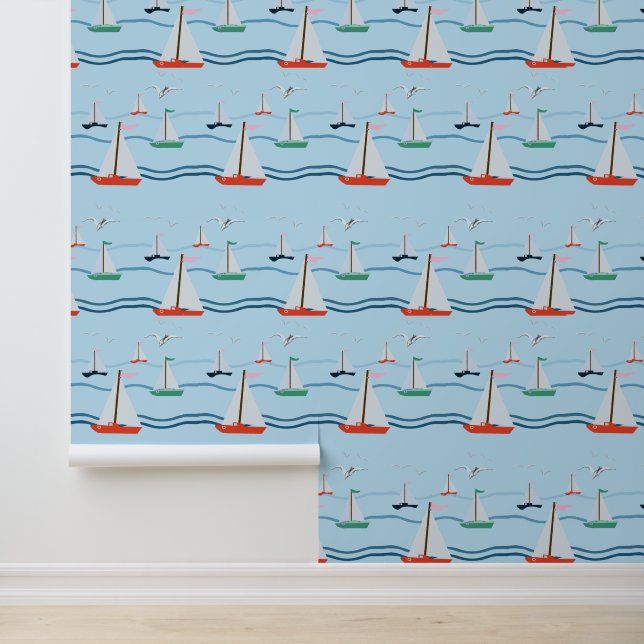 Sailboats, seagulls, ocean waves wallpaper (Application)