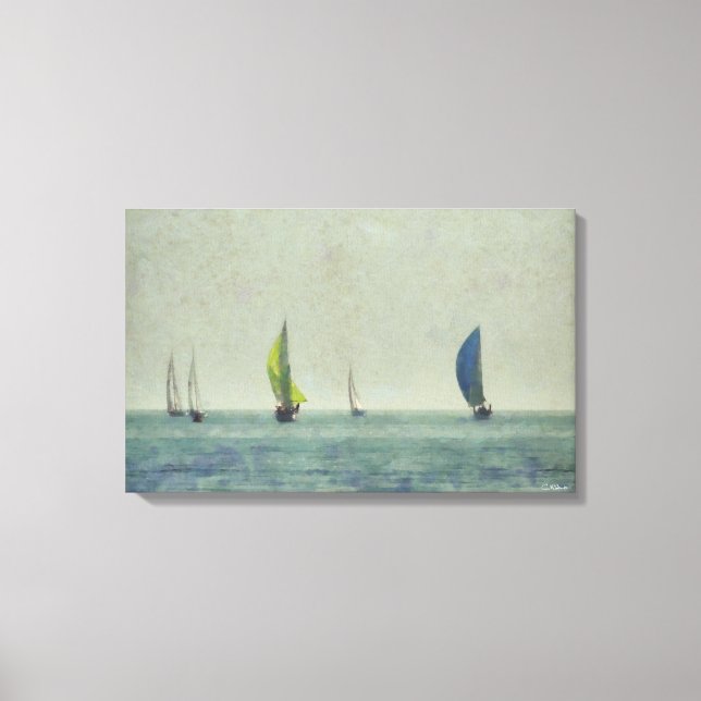 Sailboats Wrapped Artwork Canvas Print (Front)