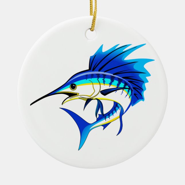 Sailfish Ceramic Tree Decoration (Front)