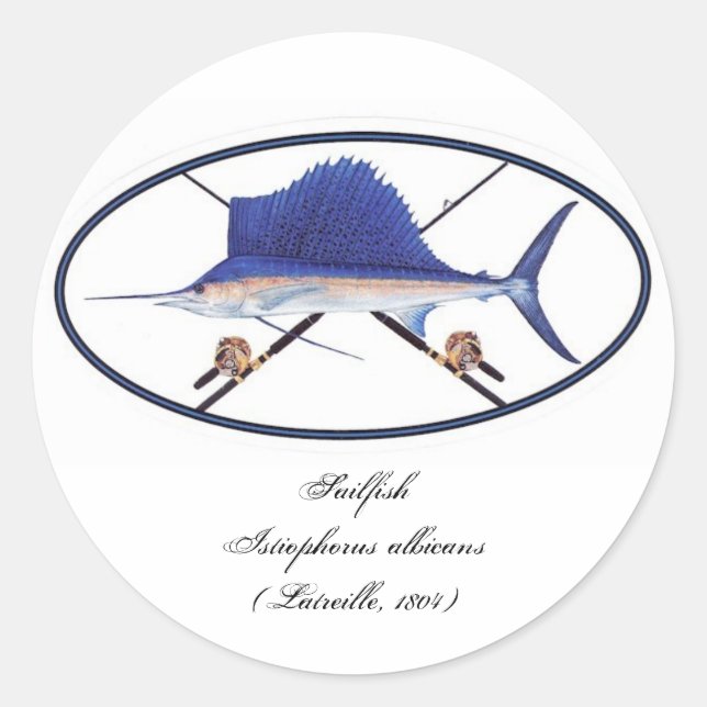 Sailfish decal classic round sticker (Front)