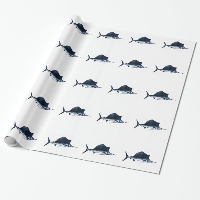 Sailfish Pattern Wrapping Paper (Unrolled)