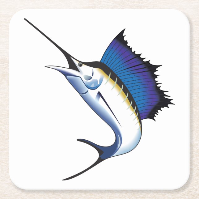 Sailfish Square Paper Coaster (Front)