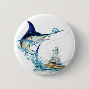 Sailfish Takes the Bait 6 Cm Round Badge
