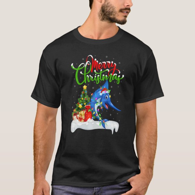 Sailfish  Xmas Decorations Santa Sailfish Christma T-Shirt (Front)