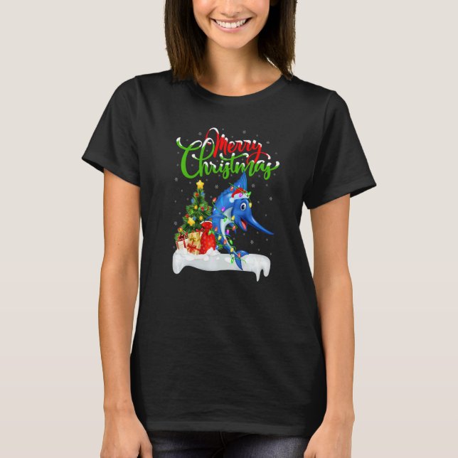 Sailfish  Xmas Decorations Santa Sailfish Christma T-Shirt (Front)