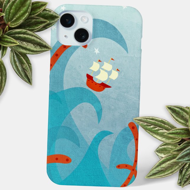 Sailing Adventure Case-Mate iPhone Case (Sailing boat sea monster fun cell phone case)