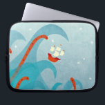 Sailing Adventure Laptop Sleeve<br><div class="desc">A lone sailing ship or boat full of intrepid sailors atop an enormous wave as a tentacled sea monster reaches out from the deep blue ocean.  For your favourite voyager,  traveller or off-duty captain.  Original art by Nic Squirrell.</div>
