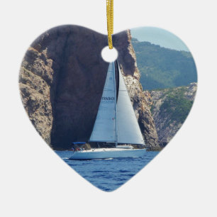 Sailing Along The Coast Of Sardinia Ceramic Tree Decoration