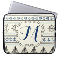 Sailing Anchor Nautical Monogram 15" Laptop Case