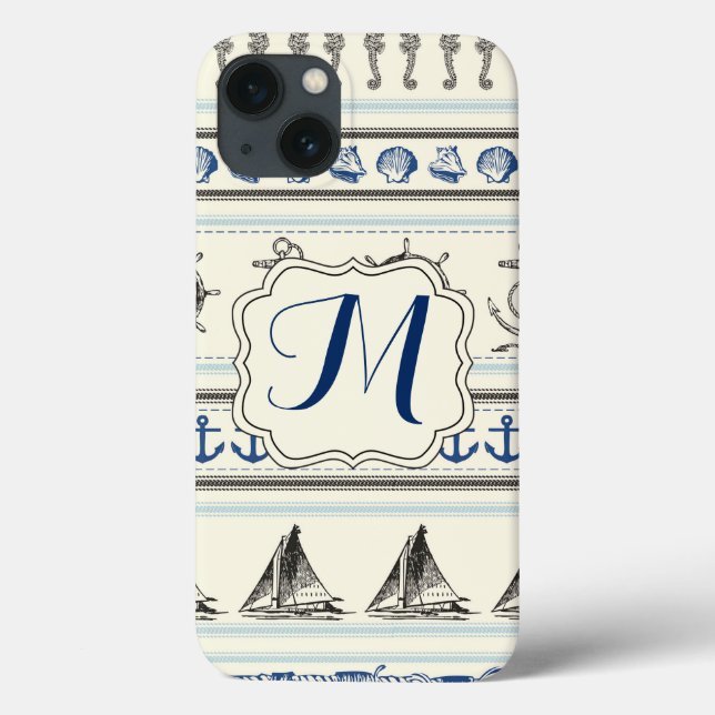 Sailing Anchor Nautical Monogram IPAD Case (Back)