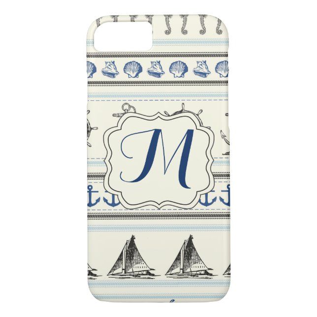 Sailing Anchor Nautical Rop Monogram iPhone 7 Case (Back)