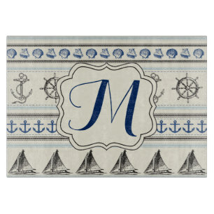 Sailing Anchor Nautical Rope Glass Cutting Board