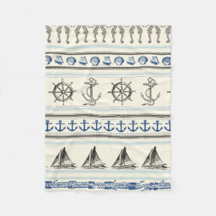 Sailing Anchor Nautical Rope Knot Fleece Blanket