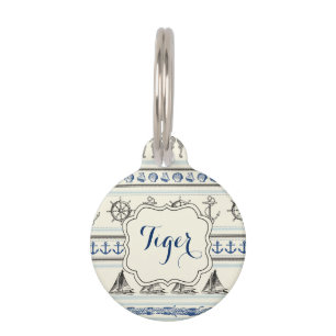 Sailing Anchor Nautical Rope Knot Pet Name Tag