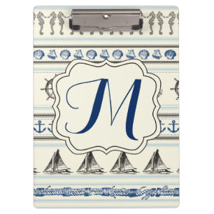 Sailing Anchor Nautical Rope Monogram Clip Board