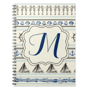 Sailing Anchor Nautical Rope Monogram Note Book