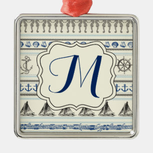 Sailing Anchor Nautical Rope Monogram Ornament