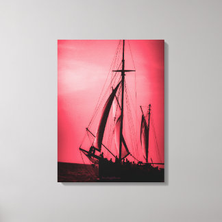 Sailing Aruba Dusk Deep Red Haze (Portrait) Canvas Print