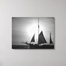 Sailing Aruba Dusk in Black and White (Landscape)
