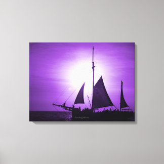 Sailing Aruba Dusk in Purple Haze (Landscape) Canvas Print