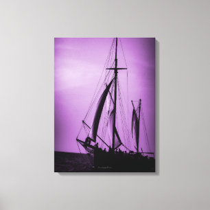 Sailing Aruba Dusk in Purple Haze (portrait) Canvas Print