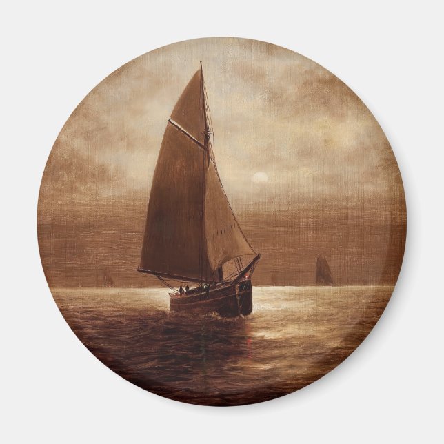 Sailing at Night (circa 1900) Elbridge Wesley Webb Magnet (Front)